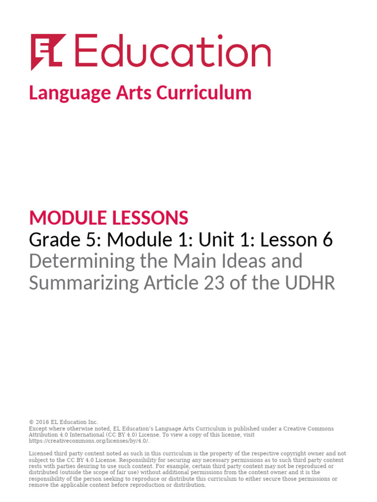 G5M1U1L6 ModuleLessons SupportingMaterials 0419 | PDF | Creative ...