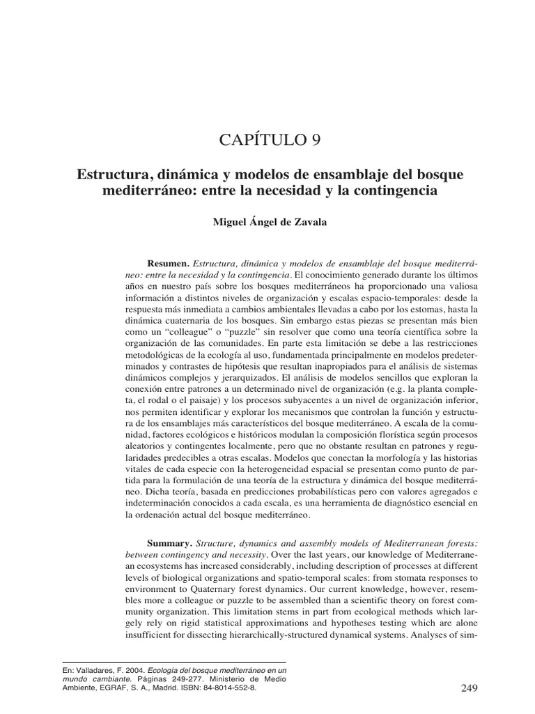 Estructura, Dinamica Modelos Ensamblaje Bosque Mediterraneo | PDF ...