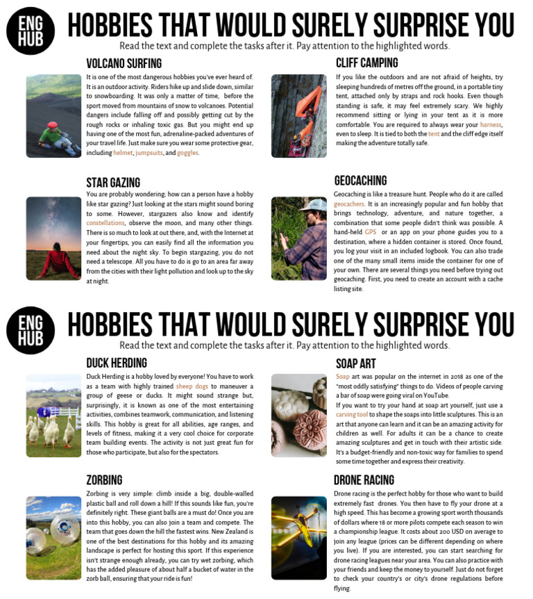 Surprising and Adventurous Hobbies PDF