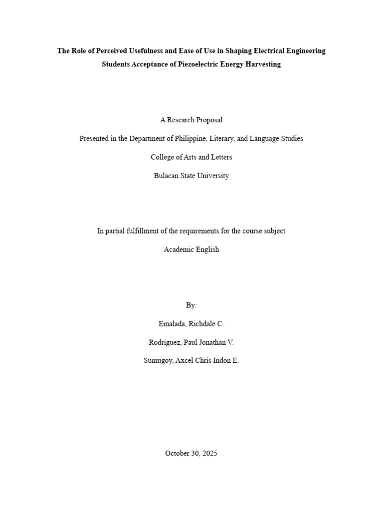 The Role of Perceived Usefulness and Ease of Use in Shaping Electrical ...