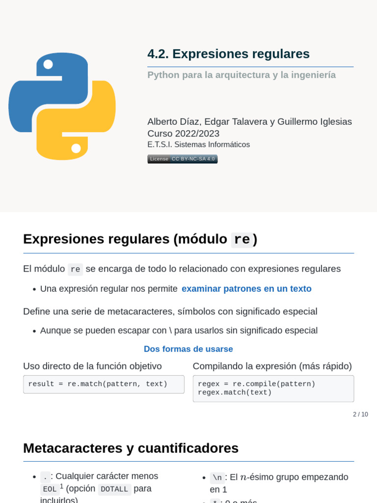 Expresiones Regulares en Python | PDF | Expresión regular ...