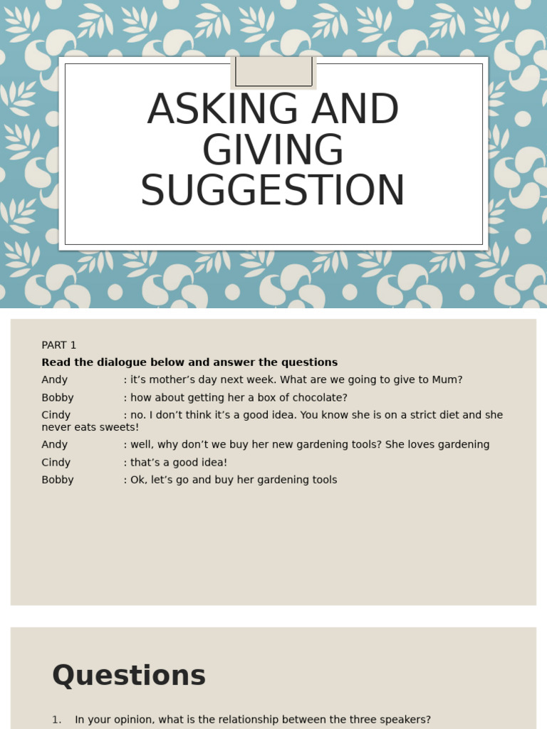 Asking and Giving Suggestion | PDF | Verb