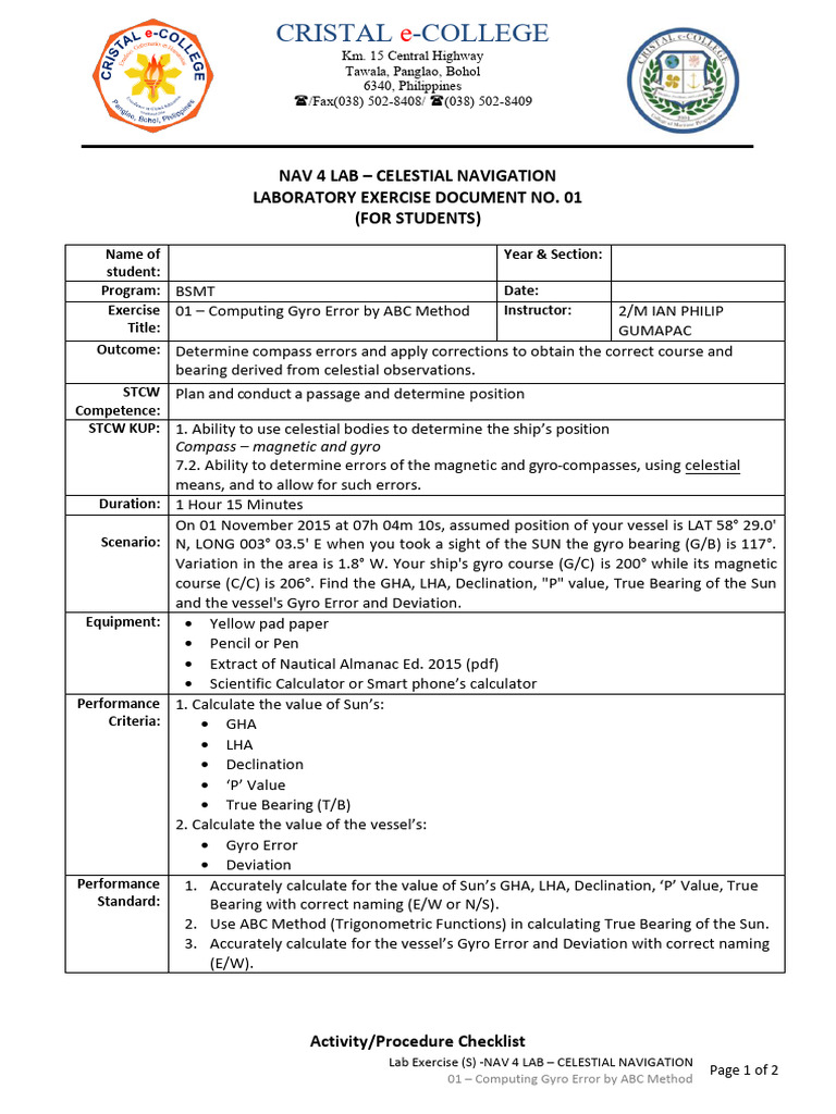Gumapac.i-Le(s) - Nav 4l (Computing Gyro Error by ABC Method) - 2425-2 ...