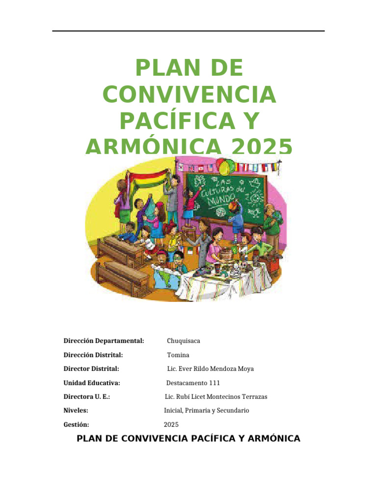Plan de Convivencia 2025 - Dtto 111 | PDF | Violencia | Evaluación