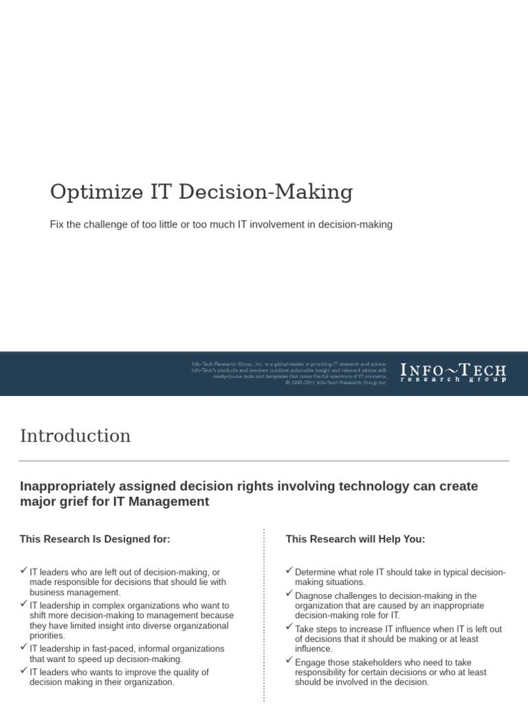 Optimize IT Decision Making SB | PDF | Decision Making | Budget