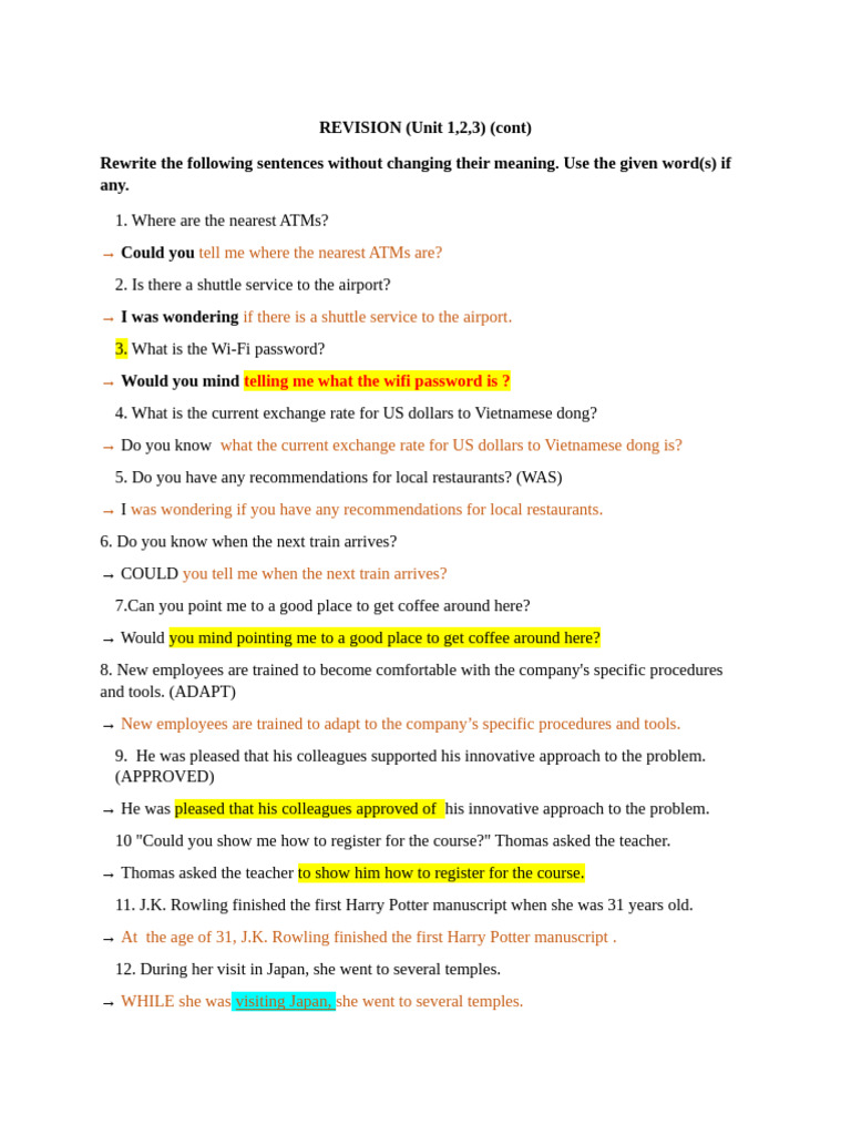 Sentence Rewriting Exercises Guide | PDF | Chess Openings | Chess Theory