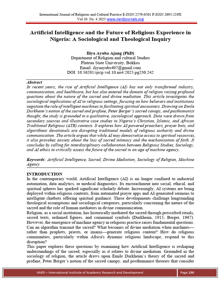 AI's Impact on Religion in Nigeria | PDF | Artificial Intelligence ...