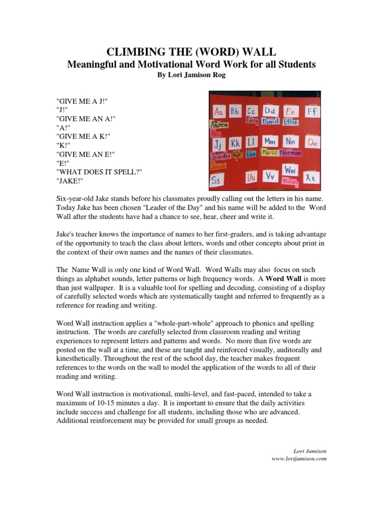 Effective Word Wall Strategies | PDF | Rhyme | Reading (Process)