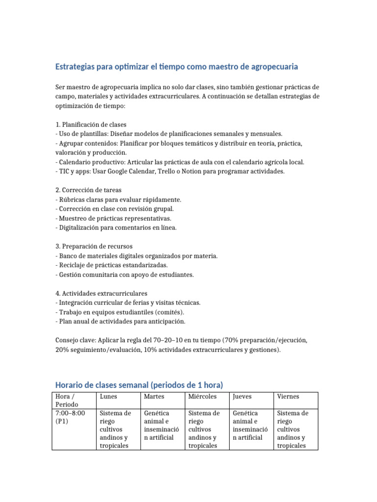 Estrategias para optimizar tiempo docente | PDF