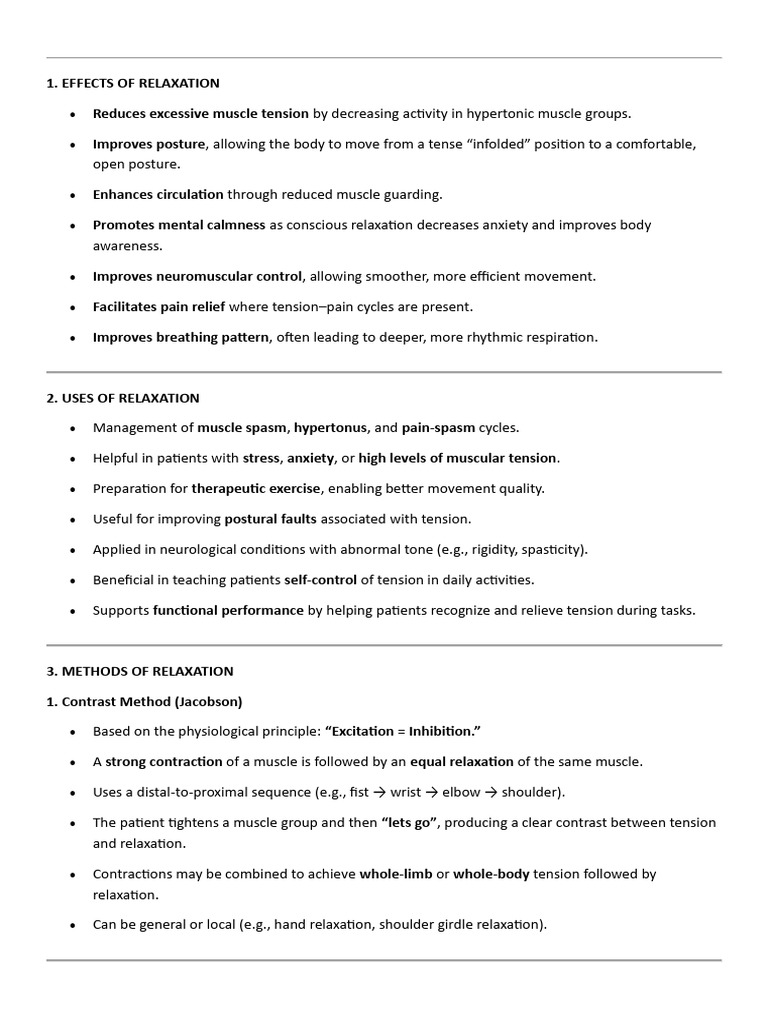 Relaxation | PDF | Relaxation (Psychology) | Skeletal Muscle