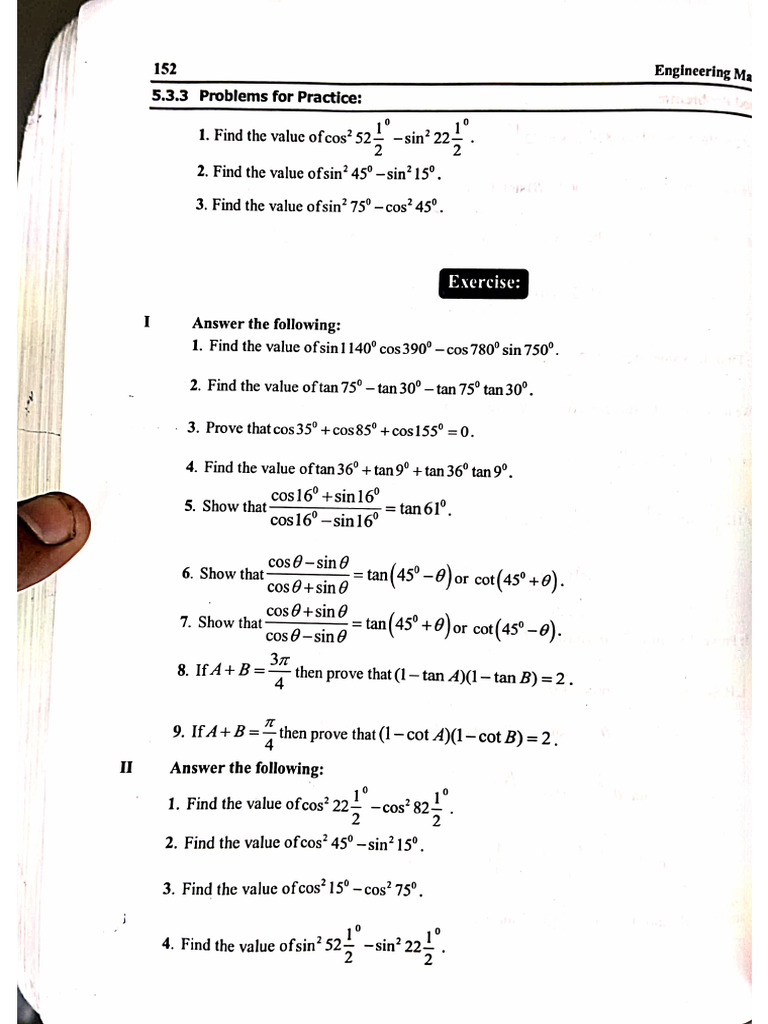 Chqpter 5, (Compound Angles) Practice Problems and Exercise With ...
