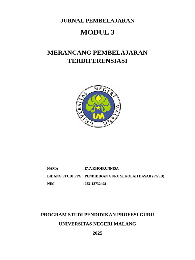JURNAL PEMBELAJARAN BERDIFERENSIASI | PDF