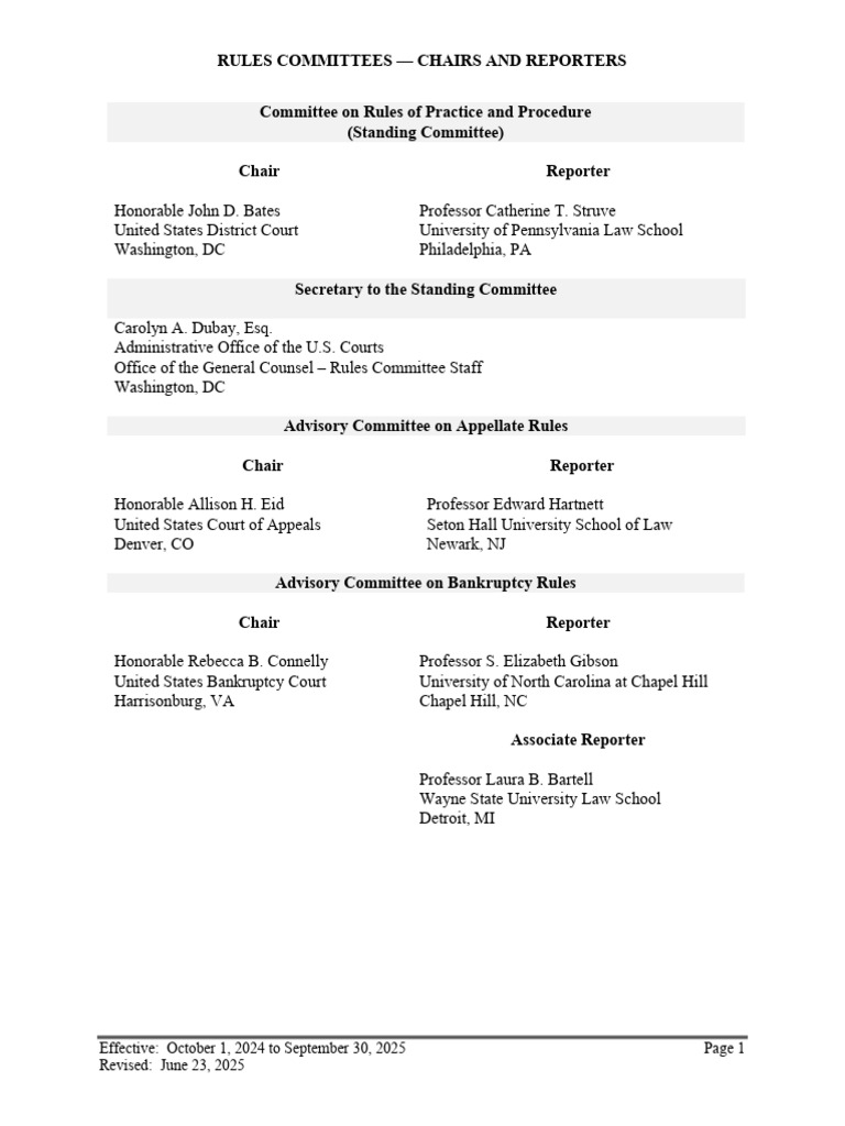 Rules Committees: Chairs & Reporters 2024-2025 | PDF | United States ...