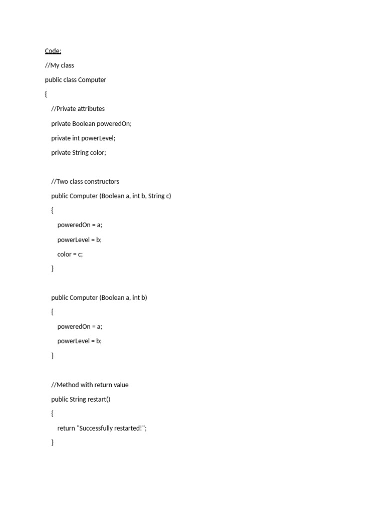 Java Computer Class Implementation | PDF