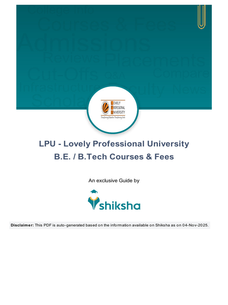 LPU - Lovely Professional University | PDF | Computing | Engineering