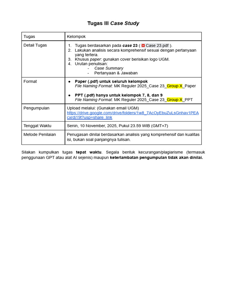 Tugas III: Analisis Case Study UGM | PDF