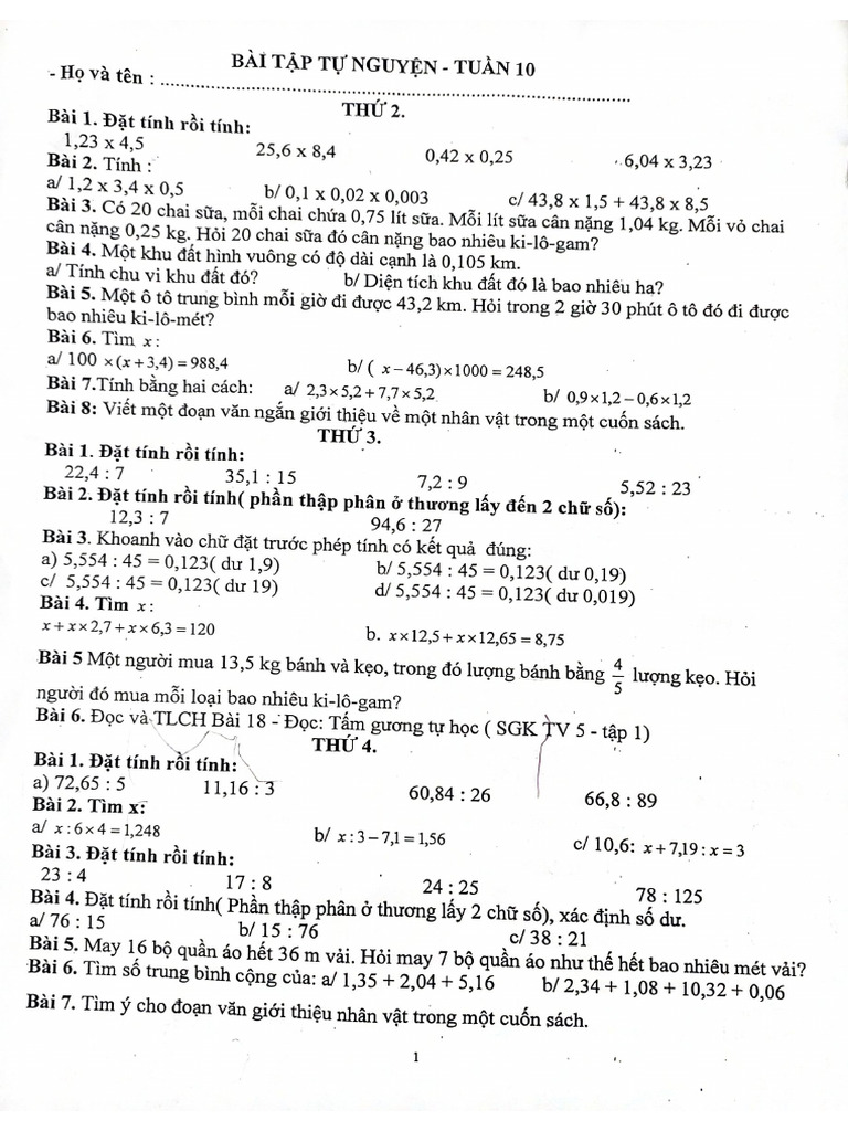 toán tuần 10 - 1 | PDF