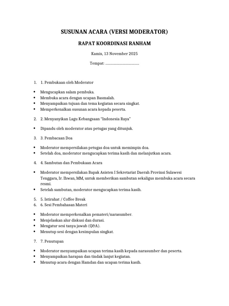 Rapat Koordinasi RANHAM 2025 | PDF