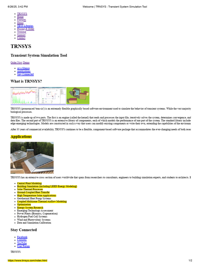 TRNSYS: Transient System Simulation Tool | PDF | Simulation | System