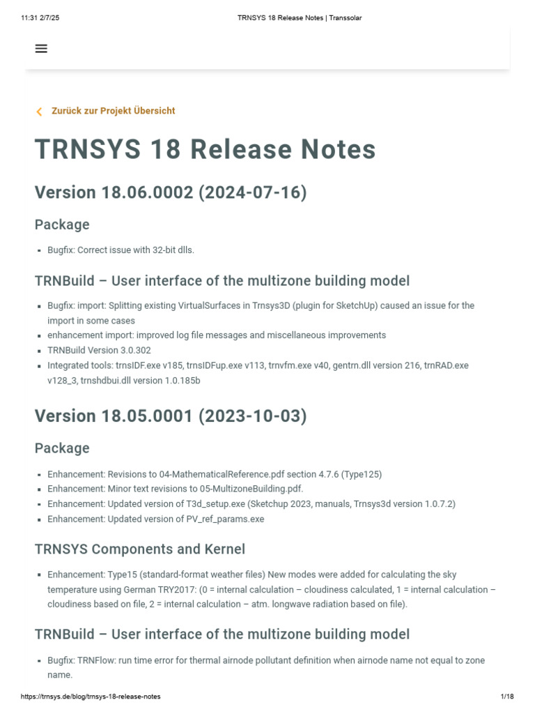 TRNSYS 18 Release Notes Summary | PDF | Parameter (Computer Programming ...
