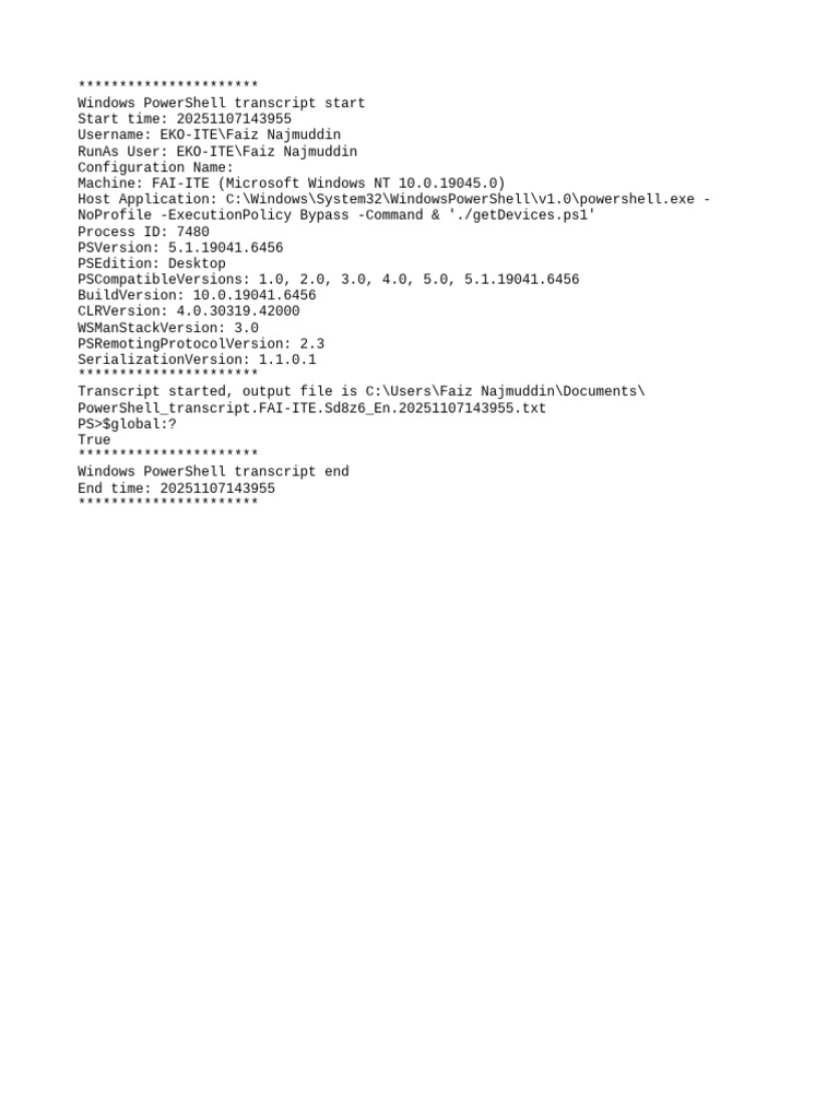 PowerShell Transcript - fai-ITE - sd8z6 En.20251107143955 | PDF