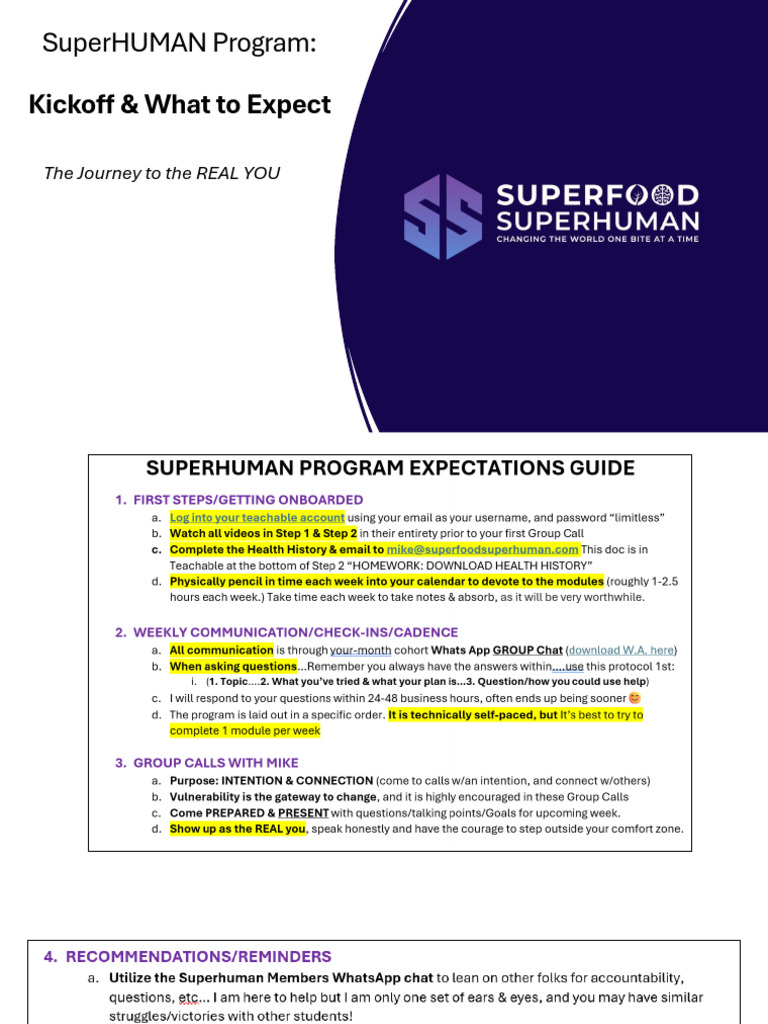 SuperHUMAN 5.0 Kickoff High Level Intentions | PDF | Psychology ...
