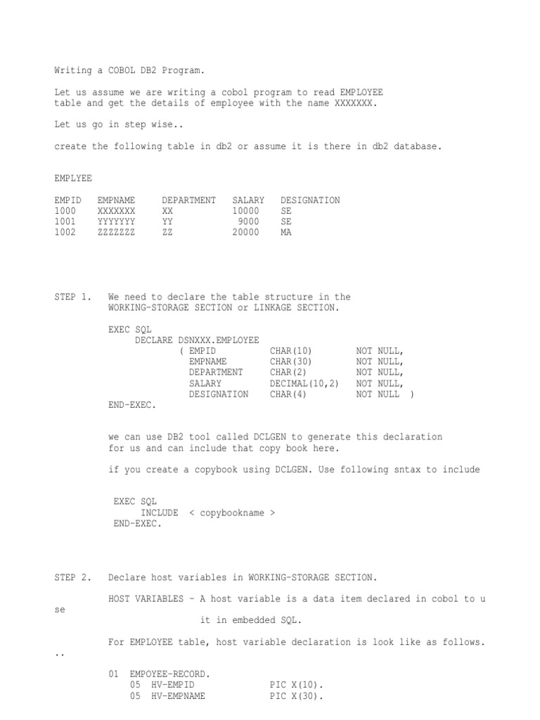 Cobol Db2 Sample PGM | Computer Program | Programming