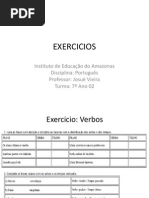 EXERCICIOS - VERBOS 7 ANO