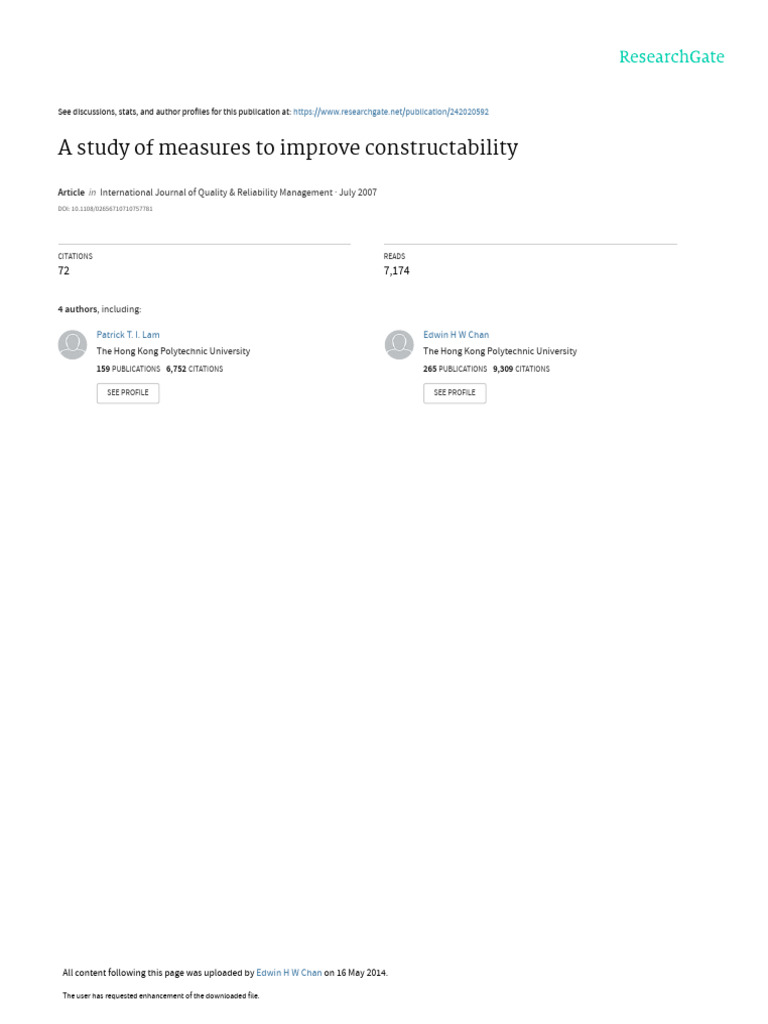 Improving Constructability in Construction | PDF | Methodology | Evaluation