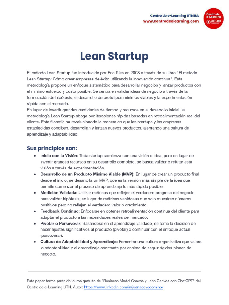 Lean Startup y Lean Canva | PDF | Lean Startup | Empresa de inicio