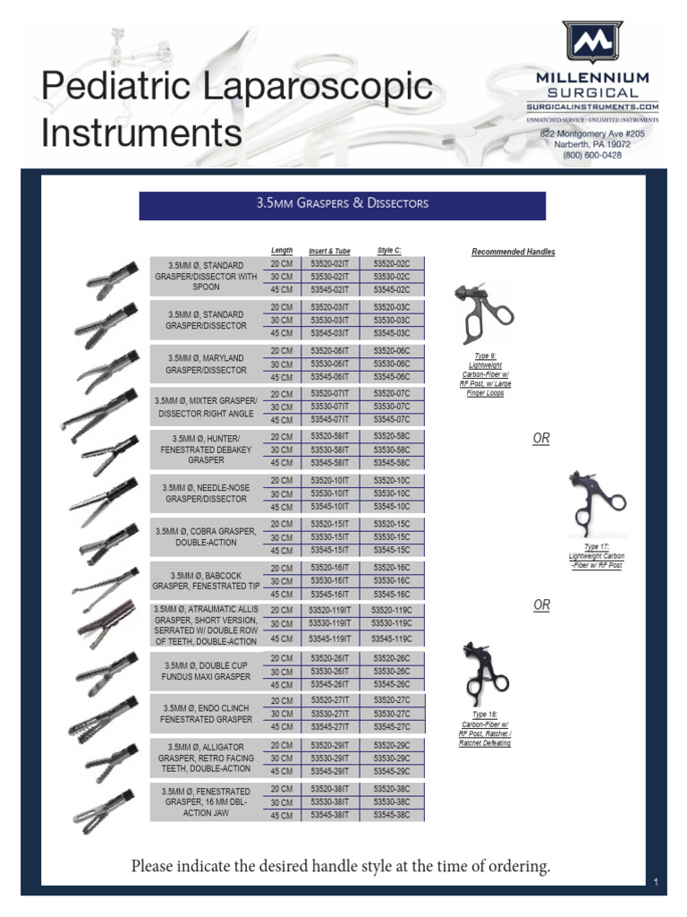 Pediatric Laparoscopic Instruments Guide | PDF
