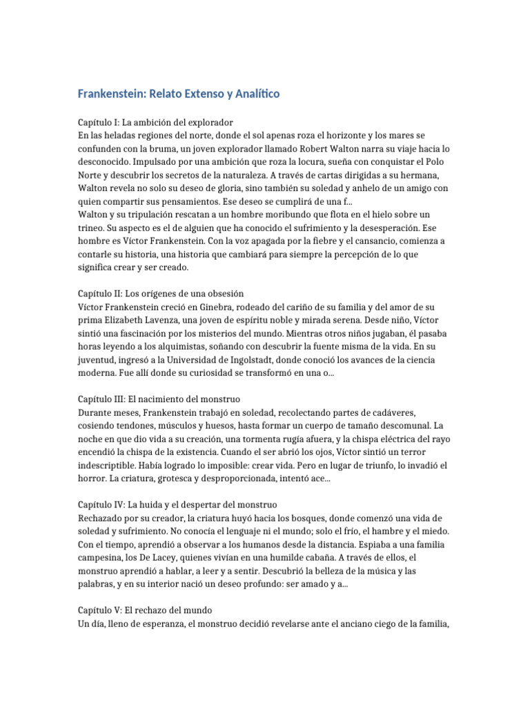 Análisis de Frankenstein: Ambición y Monstruosidad | PDF | Frankenstein