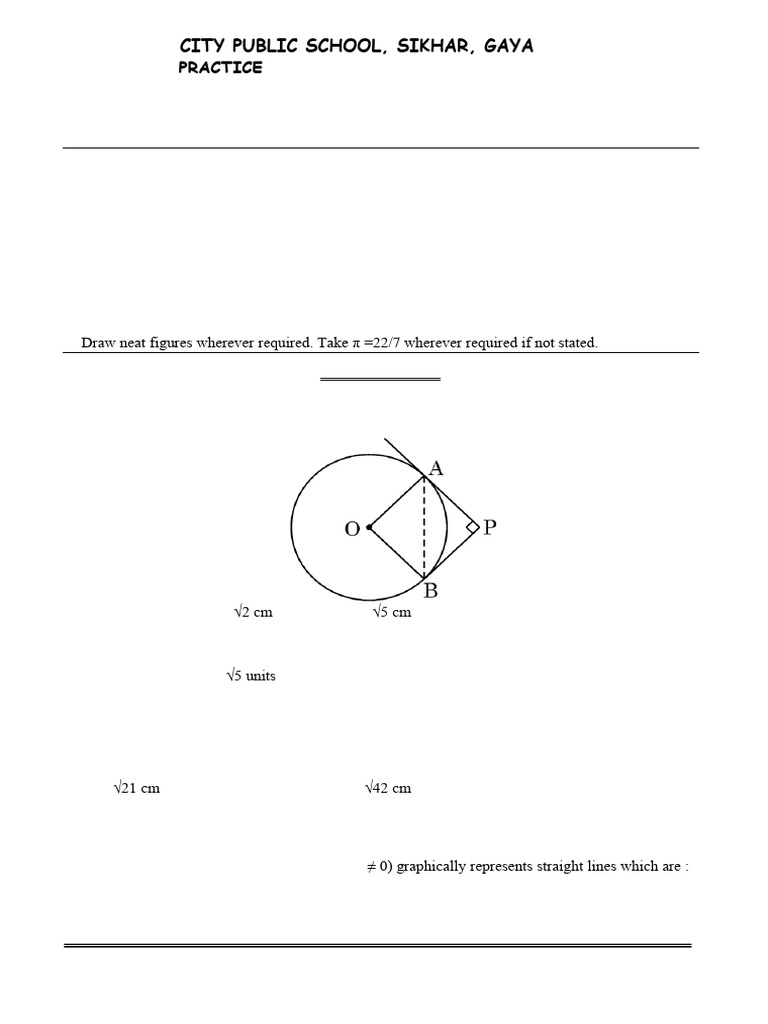 Mathematics Practice Paper 2025 | PDF | Circle | Area