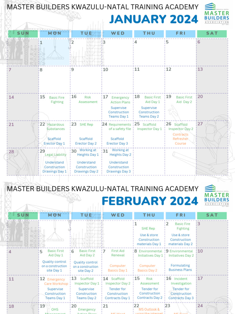 2024 Training Schedule for Builders | PDF | Safety