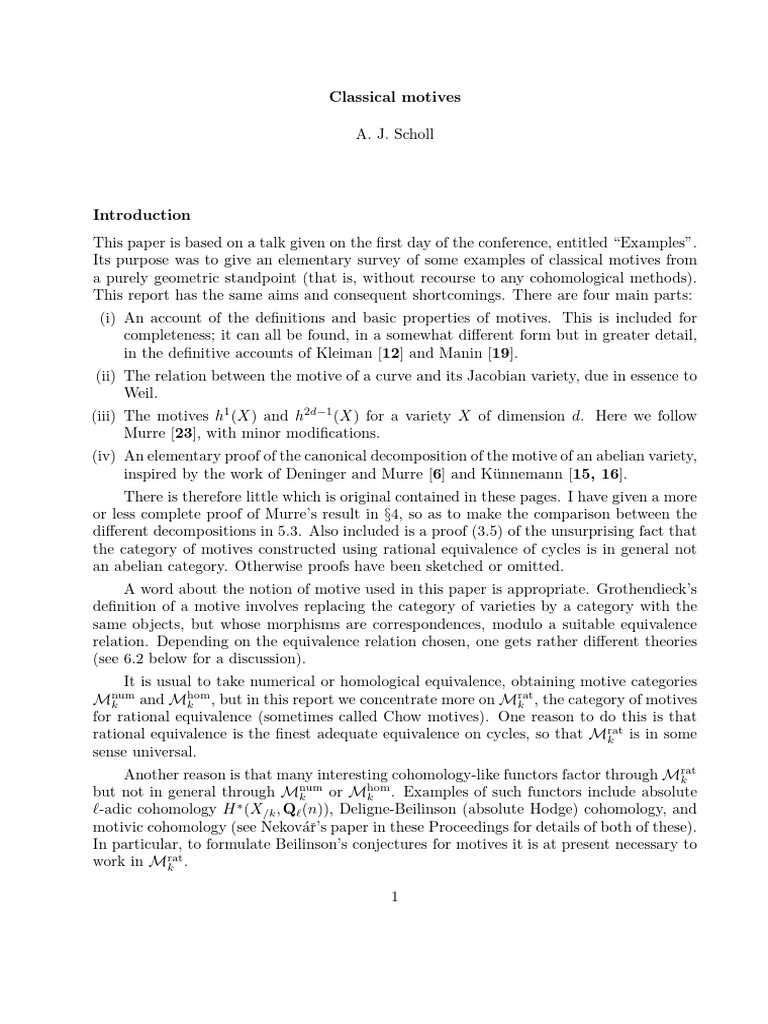 Classical Motives | PDF | Mathematical Analysis | Mathematics