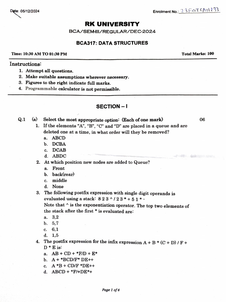 3BCA RG Paper 2024 | PDF