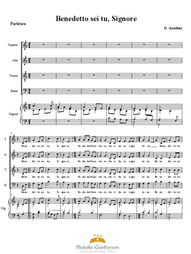 Benedetto Sei Tu Signore Spartito Pdf