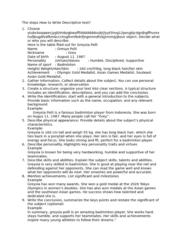 How to Write Descriptive Texts | PDF