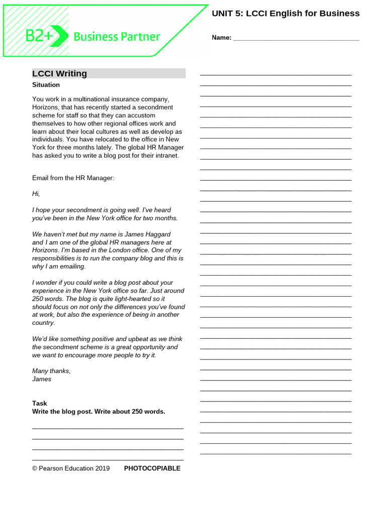 Bp b2+ Tests Unit 5 Lcci | PDF