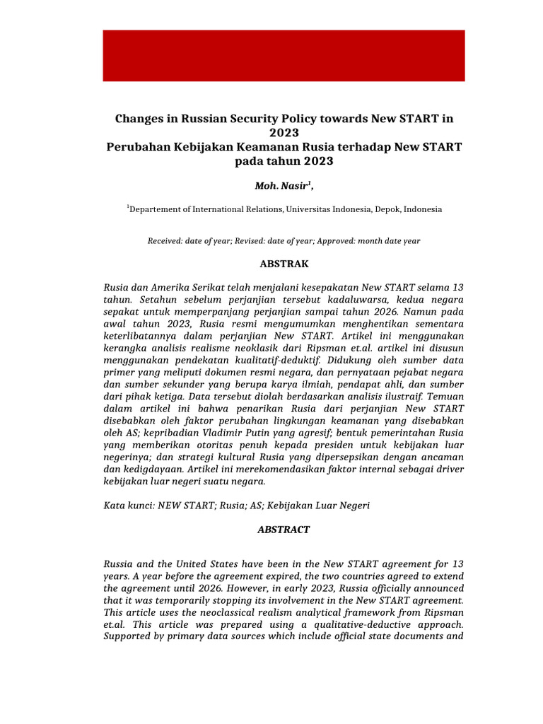 Russia's 2023 New START Policy Shift | PDF | Politics Of Russia | Russia
