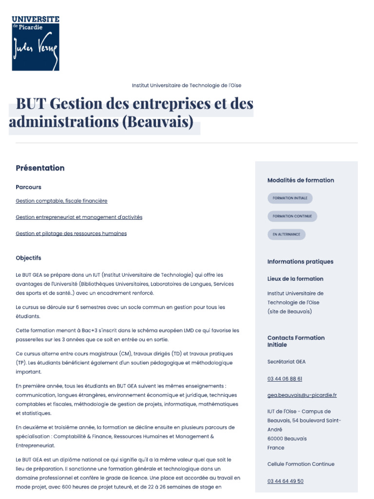 Gestion Des Entreprises Et Des Administrations Beauvais | PDF
