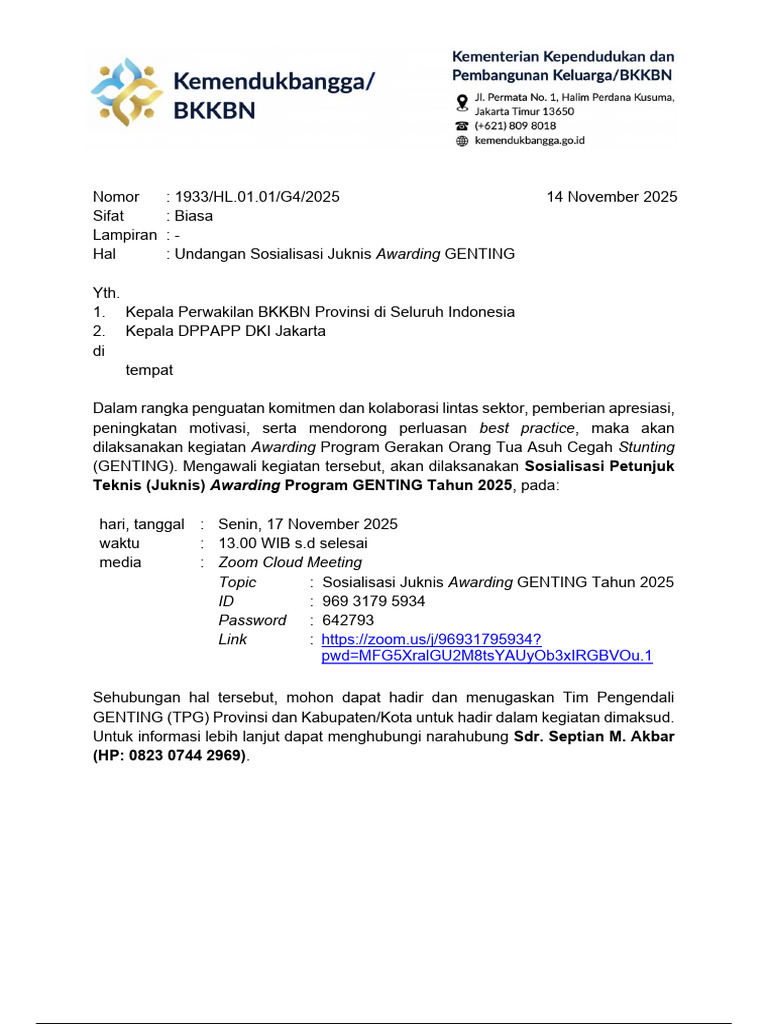 Sosialisasi Juknis Awarding GENTING 2025 | PDF