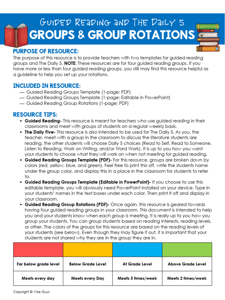 Guided Reading Group & Daily 5 Rotations | PDF | Learning | Cognition