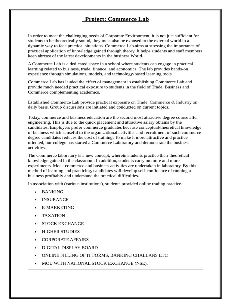 Practical Learning in Commerce Lab | PDF | Banks | Business