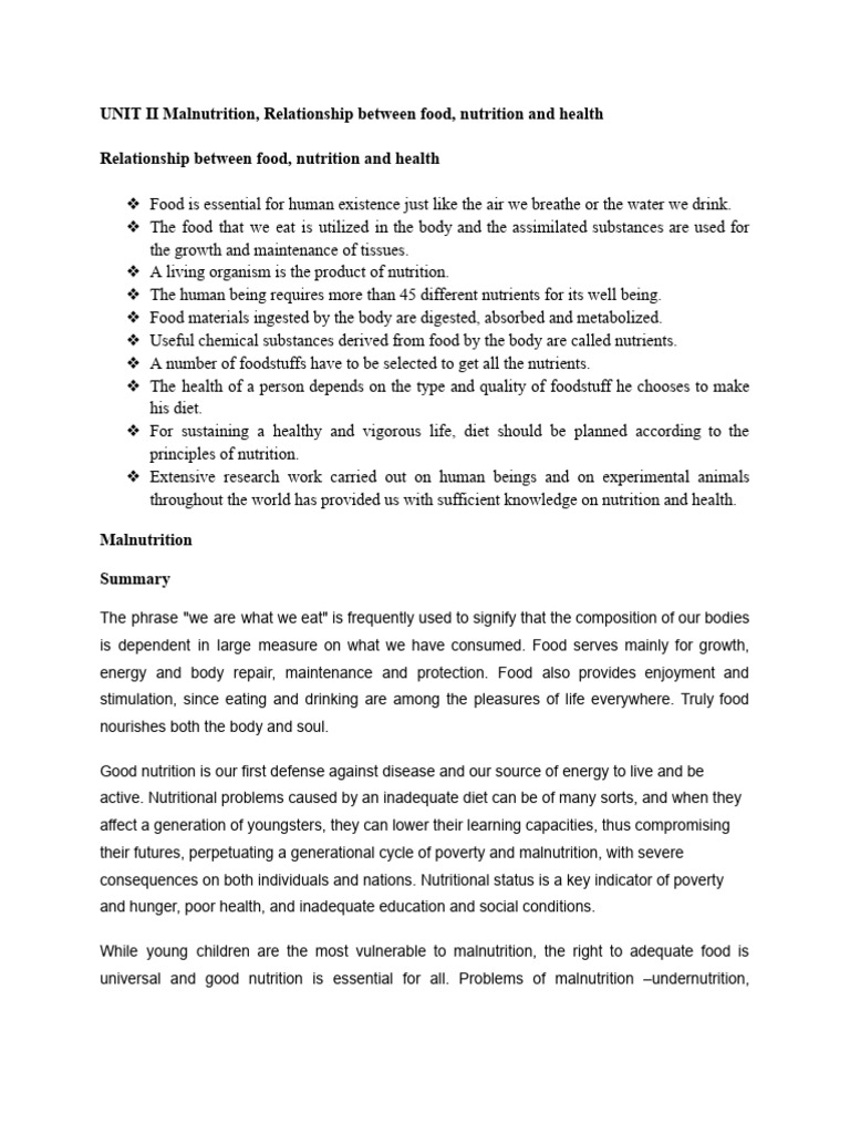 Malnutrition and Nutrition's Impact on Health | PDF | Malnutrition ...