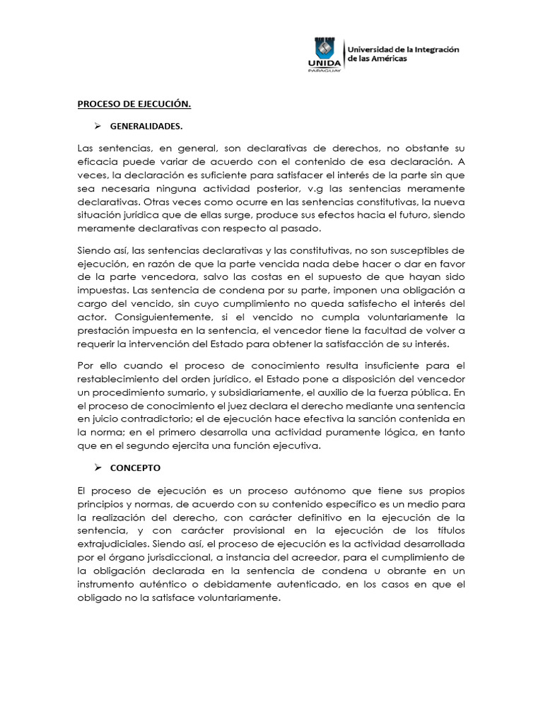 Proceso de Ejecución en Derecho Civil | PDF | Sentencia (ley) | Ley ...