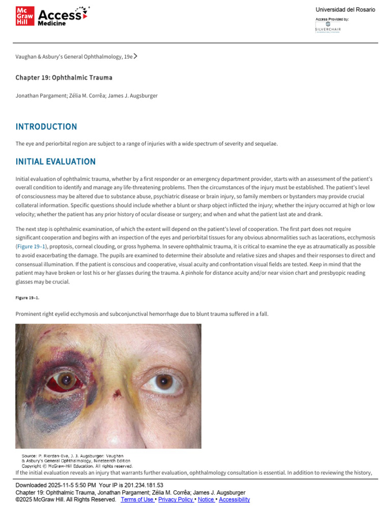 Ophthalmic Trauma Management Guide | PDF | Cornea | Glaucoma