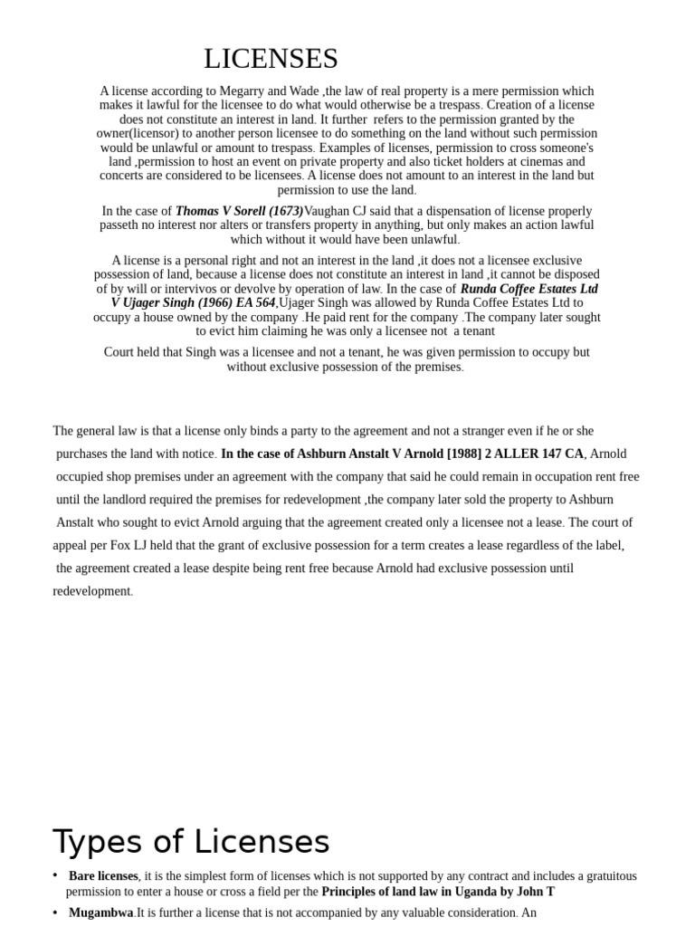Understanding Real Property Licenses | PDF | License | Estoppel
