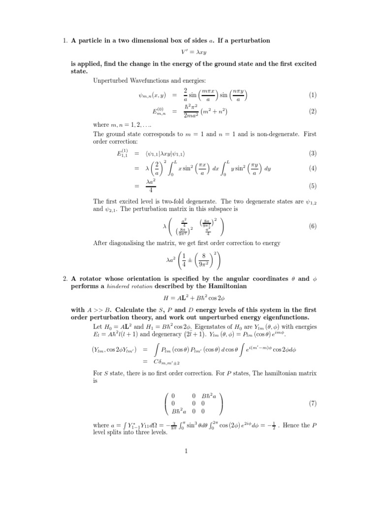 Energy Corrections in Quantum Systems | PDF | Perturbation Theory ...