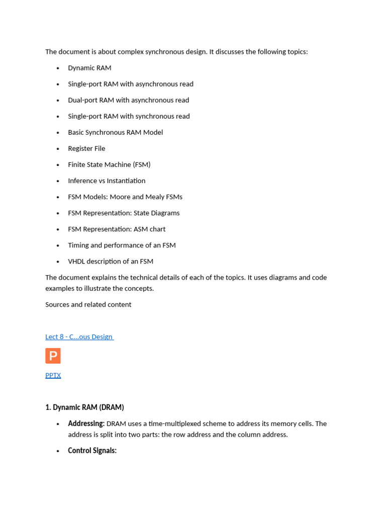 Slide 8 Summary | PDF | Dynamic Random Access Memory | Random Access Memory